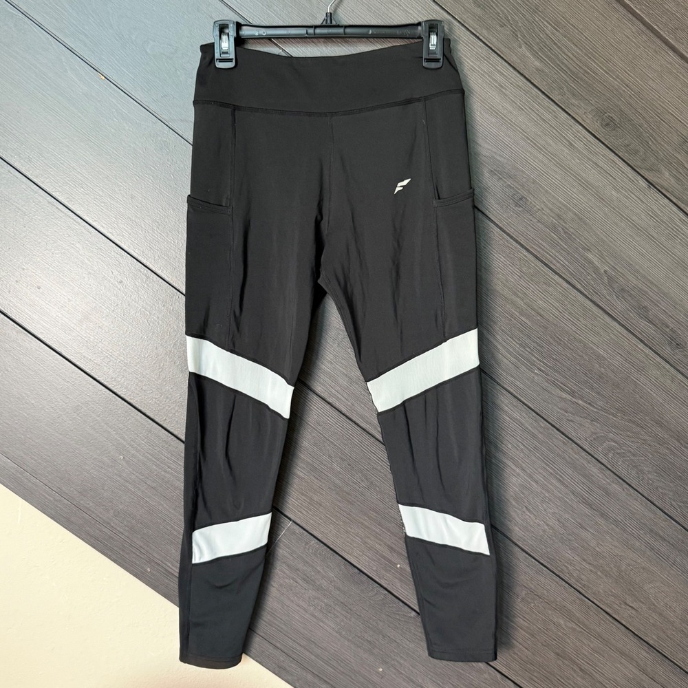 Flag Nor Fail Women High Rise Compression Legging Mesh Pocket Black Gray Size M